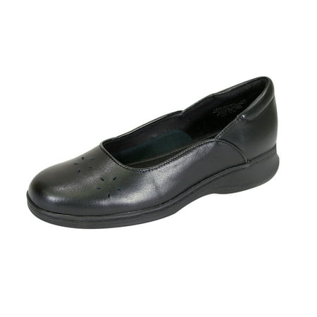 24 HOUR COMFORT Heather Wide Width Comfort Shoe For Work and Casual Attire BLACK (The Best Shoes For Standing Long Hours)
