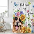 thumbnail image 6 of Spring Dog Shower Curtain Set - Extra Long 72" x 96" Washable Bathtub Curtain with 12 Hooks, Watercolor Botanical Floral Sunflower Waterproof Fabric Stall Shower Curtains for Bathroom/Bathtub Décor, 6 of 6