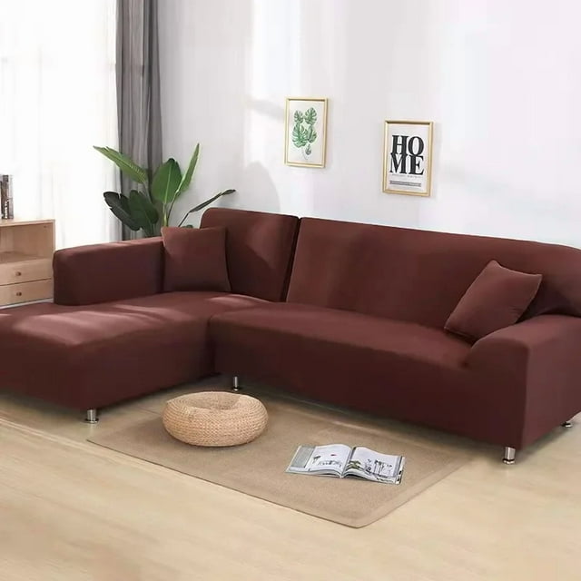Elastic Solid Color Sofa Cover L Shaped Corner Couch Slipcover 1 2 3 4 Seater Chair Protector for Living Room