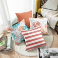 thumbnail image 4 of Set of 4 Throw Pillow Covers Coral and White Solid Color Etc Orange Gray Turquoise Decorative Pillow Cases Home Decor Square 18x18 Inches Pillowcases, 4 of 6