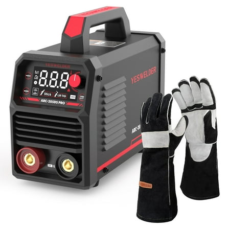 YESWELDER 205A IGBT Welder with Gloves Dual Voltage 110V/220V LED Hot Start Portable Stick Welder