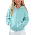 thumbnail image 6 of Cethrio Girls Zip up Hoodies Size 11-12 Years, Long Sleeve School Lightweight Fleece‑Lined Casual Girls Jackets Light Blue, 6 of 7