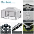 thumbnail image 4 of Patio Umbrellas Outsunny 10' x 13' Patio Gazebo, Outdoor Gazebo Canopy Shelter with Netting and Curtains, Aluminum Frame for Garden, Lawn, Backyard and Deck, Gray,Market Umbrellas, 4 of 8
