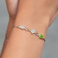 thumbnail image 4 of Gem Stone King 925 Silver and 10K Yellow Gold Sky Blue Aquamarine Moissanite Green Peridot and Lab Grown Diamond Tennis Bracelet for Women By Keren Hanan (2.03 cttw, Adjustable up To 9 inch), 4 of 4