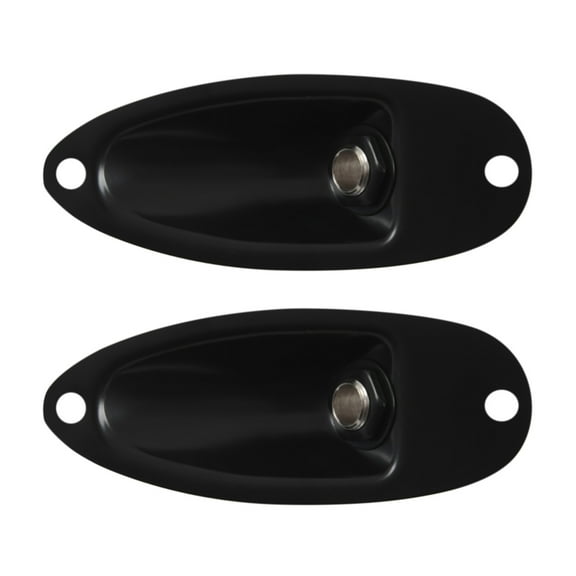 2X Boat Style 1/4 Inch Loaded Guitar Output Mono Jack Plug Socket Plate for Stratocater Style Electric Guitar, Black