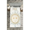 thumbnail image 3 of Ambesonne Sun Quilted Bedspread Set 2 Pcs, Ornate Aztec Star Motif, Twin Size, Apricot Blue White, 3 of 3