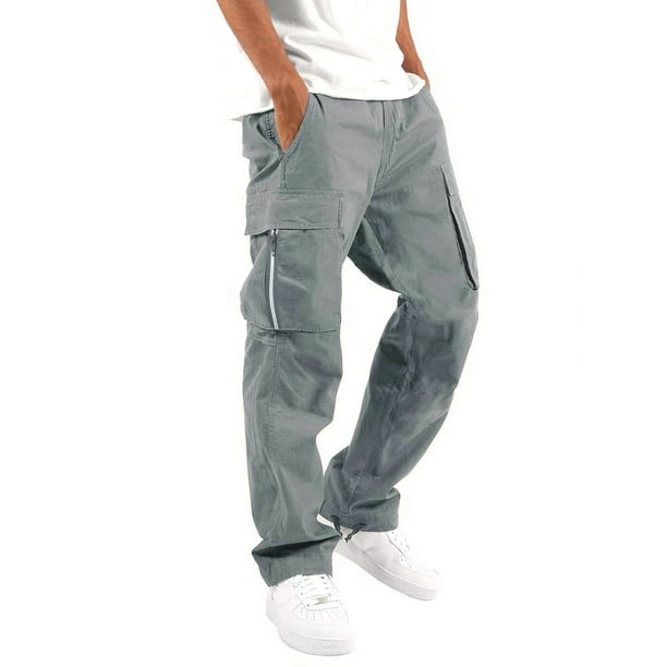 Pantalones cargo para hombre: múltiples bolsillos, cintura con cordón, tejido, estilo informal/deportivo para acampadas/senderismo.