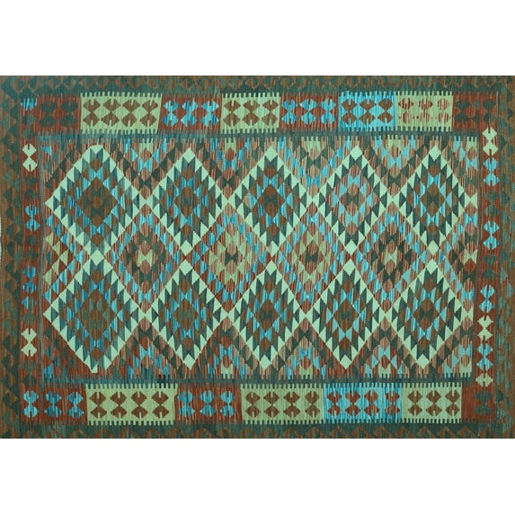 Ahgly Company Indoor Rectangle Oriental Light Blue Traditional Area Rugs, 7' x 9'