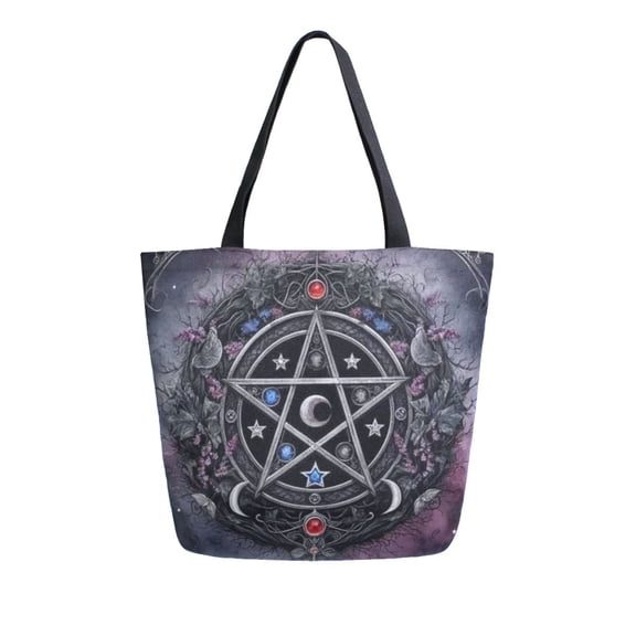 DIXRUYEE Tote Bag Women Weekender Travel Bag Shoulder Handbag Mystic Pentagram Cat Printed