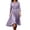 Purple, variant on CHGBMOK Women's 3/4 Sleeve Dress Smocked Waist Flowy A Line Midi Dresses Casual Round Neck Dress