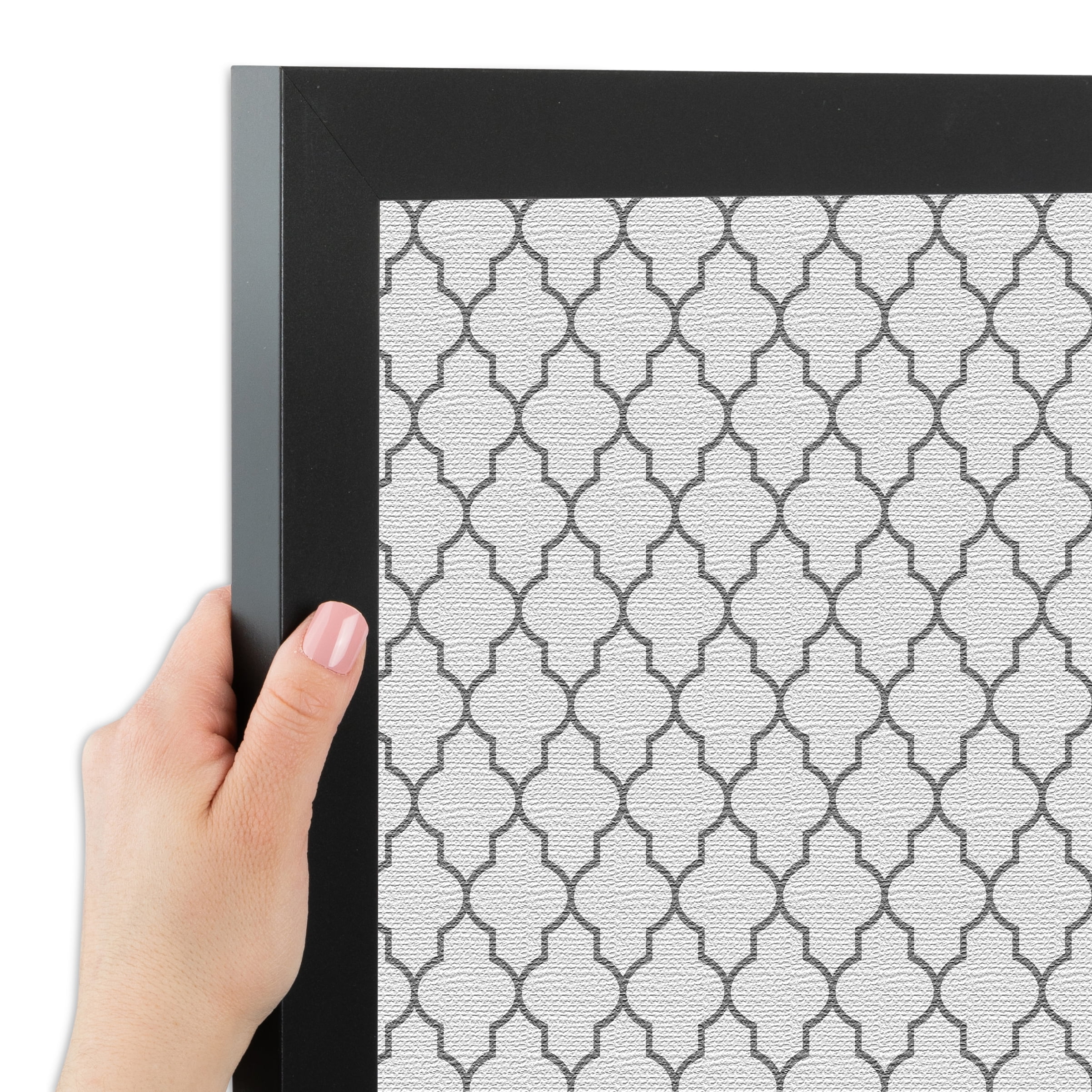 PinPix 20x12 Custom Cork Bulletin Board Quarterfoil Beige Poster Board Has a Fabric Style Canvas Finish, Framed in Quarterfoil Beige, by ArtToFrames (PinPix-584)