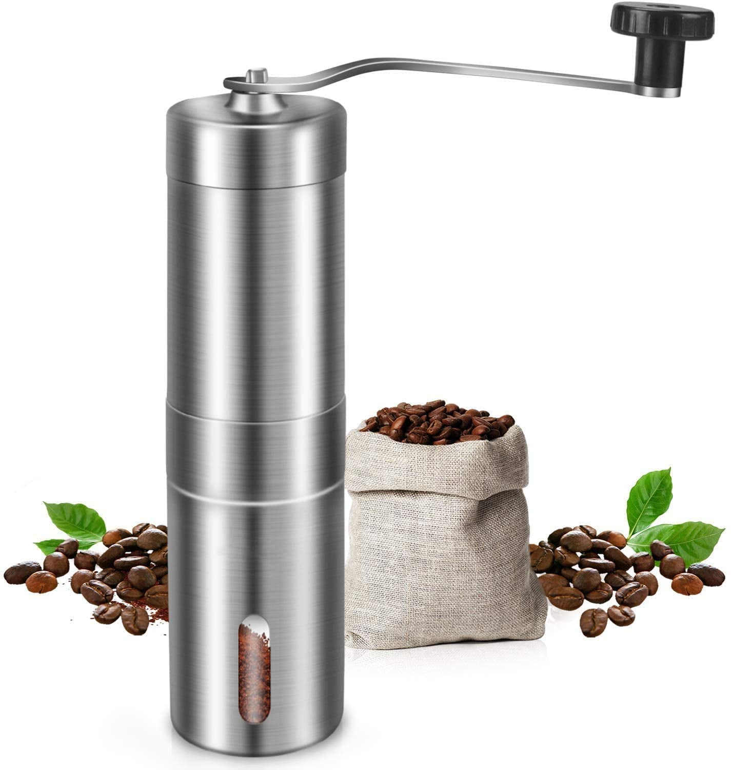Manual Coffee Grinders with Adjustable Brushed Stainless Steel, Drip