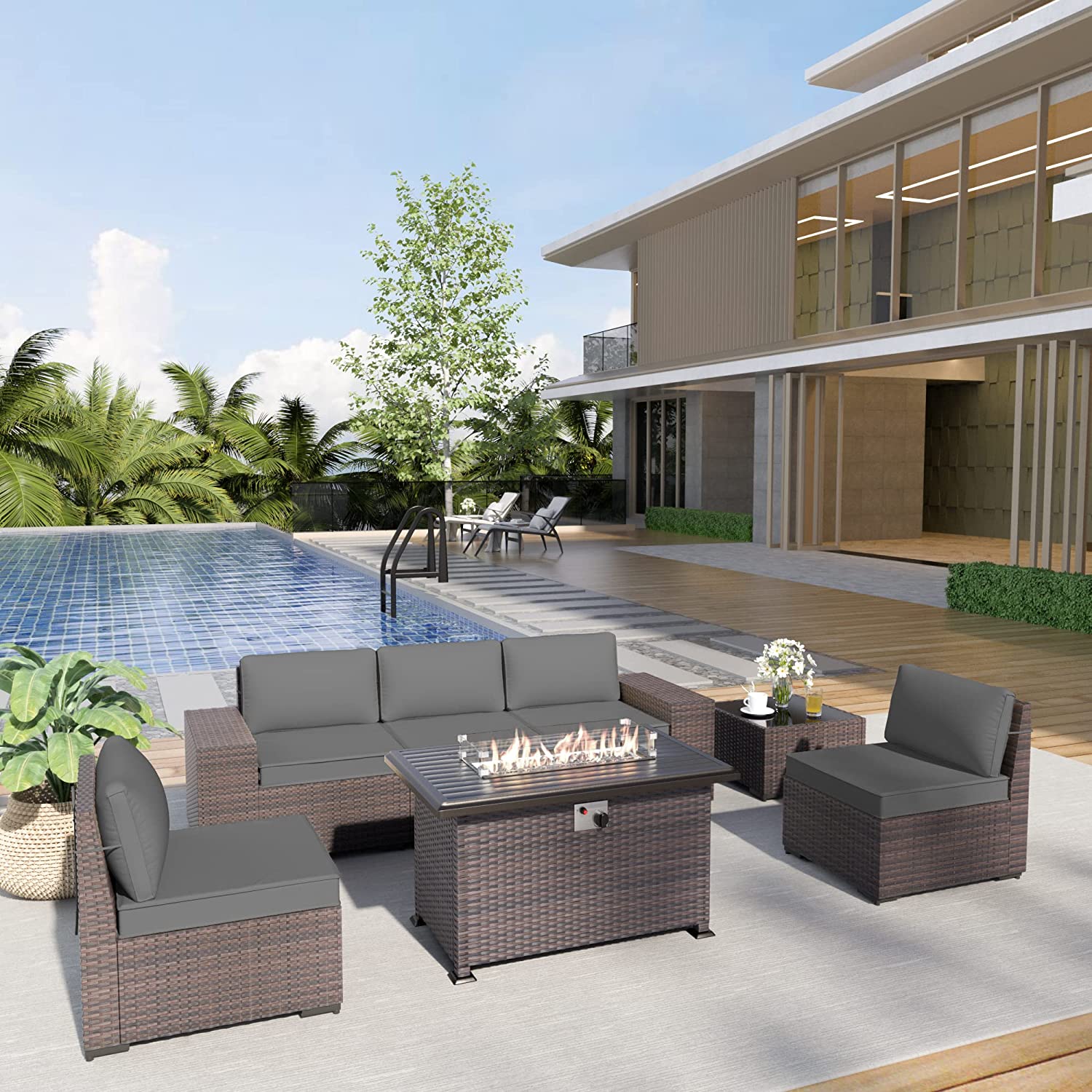 Mainstays Kingston Ridge 4Piece Outdoor Patio Furniture with Grey