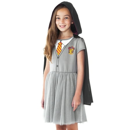 Harry Potter Hermione Halloween Costume Dress w/ Cape Cosplay (Big Girls)