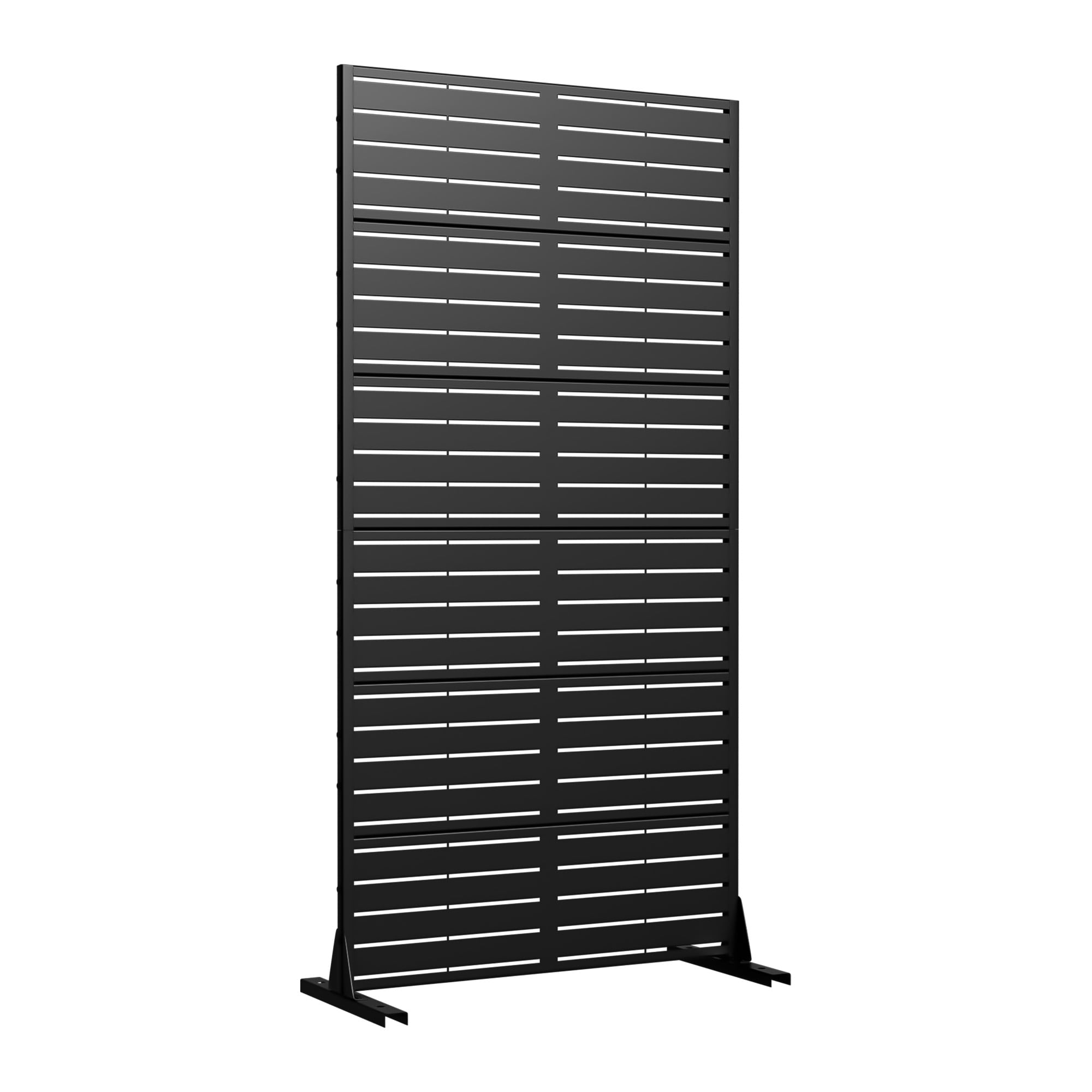 MAYEERTY 72 × 35in Outdoor Privacy Screen with Stand Metal Balcony Decorative Screen, Black