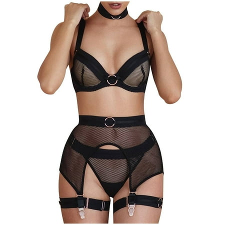 Steel Ring Bra Mesh Underwear Women Lingerie Garter Belt Neck Ring Sexy Lingerie Sets For Women Sexy Sleepwear 2 Piece Sets For Women Sexy