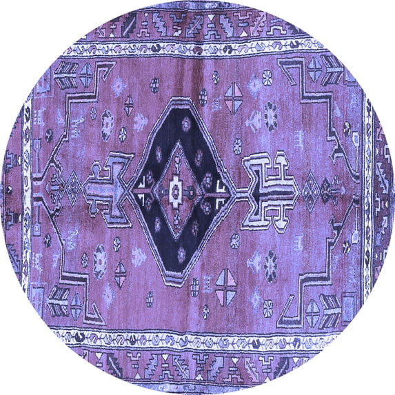 Ahgly Company Machine Washable Indoor Round Persian Blue Traditional Area Rugs, 8' Round