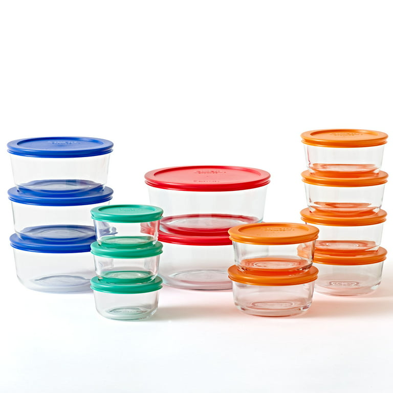Pyrex Simply Store 18-Piece Glass Storage Set with Assorted Colored Lids  1110608 - The Home Depot