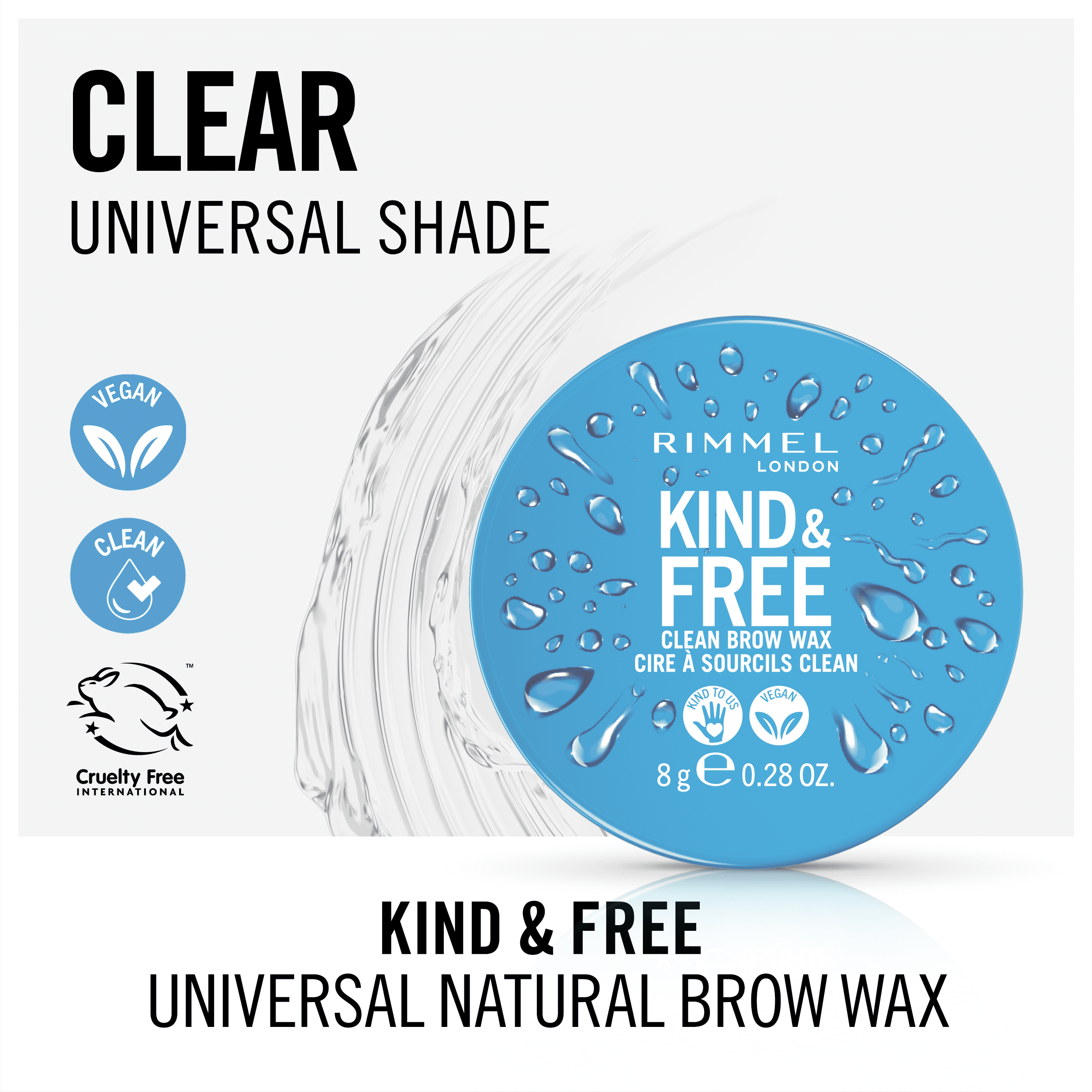 Rimmel Kind & Free Universal Brow Wax, Transparent, 0.28 oz
