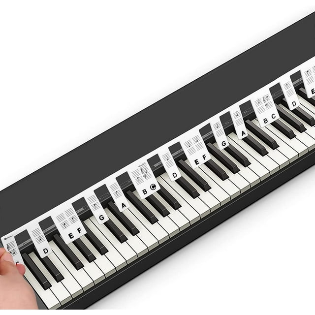61 Keys Silicone Piano Keyboard Sticker, Removable Piano Stickers for Keyboards(Black)