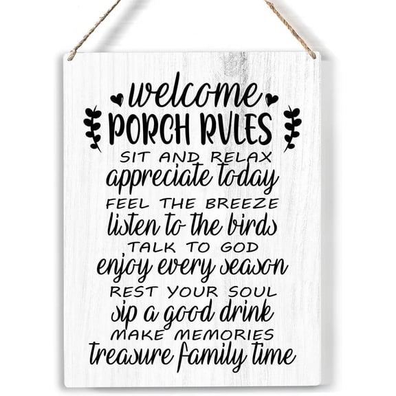 Welcome Porch Rules Sit and Relax Wood Sign Porch Wooden Signs Rustic Hanging Plaque Home Wall Art 8x10 Sign Wall Decor for Home