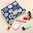 thumbnail image 4 of Canvas Makeup Bag Large Capacity Makeup Pouch for Coin Purse Foundations Lipsticks Brushes Blue, 4 of 6