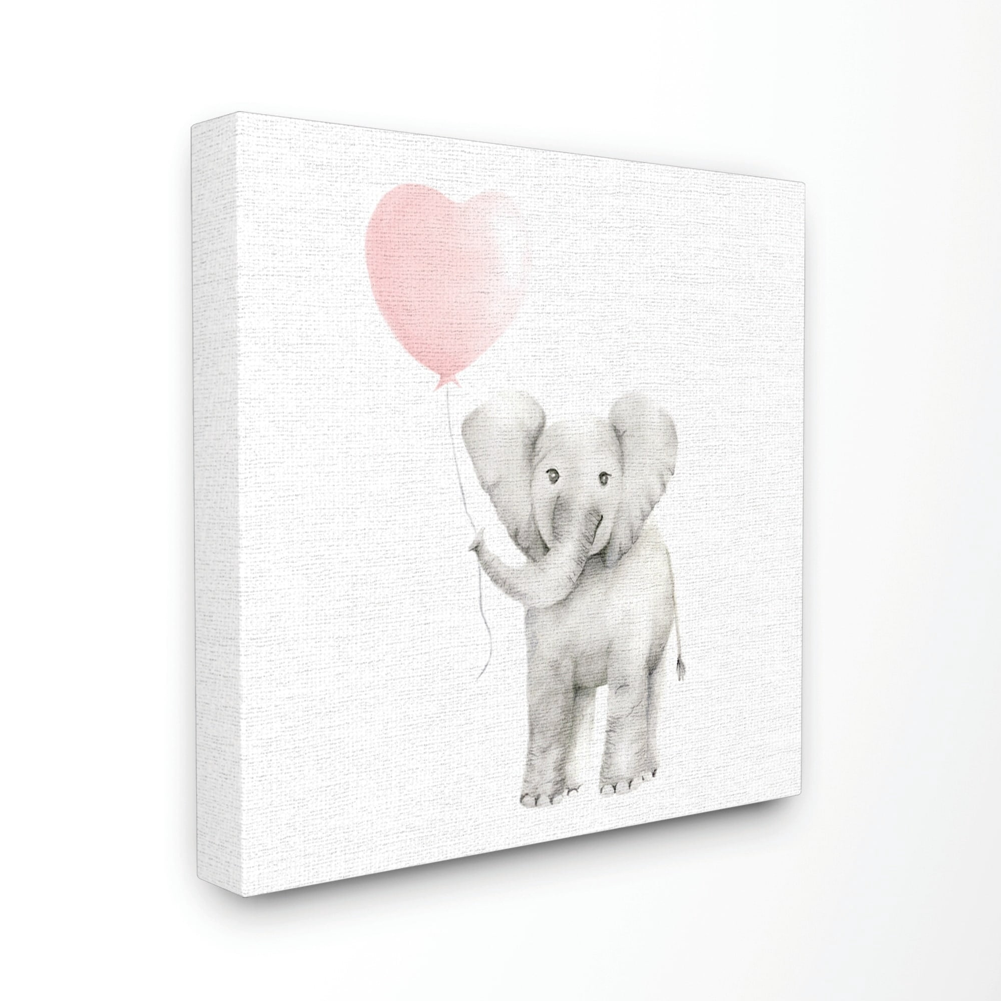 The Kids Room by Stupell Baby Elephant Heart Balloon Linen Look Canvas Wall Art by Studio Q