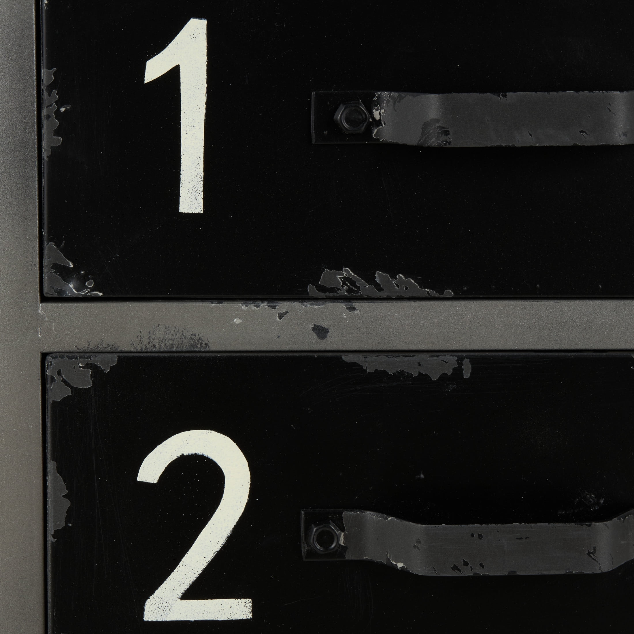 DecMode Industrial Metal Cabinet, 36"W x 32"H with Numbers and Text Typography and Gray/Black Finish