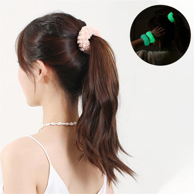 OOCA Chouchous Lumineux en Peluche pour Filles Bandeau Coloré pour Femmes Porte-Queue de Cheval Accessoires de Mode Élastiques