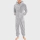 thumbnail image 2 of Pijama de lana Artificial para hombre, ropa de dormir informal de manga larga, Color sólido, con cremallera, mono holgado con capucha, Rompe cálido de invierno, 1, 2 of 4