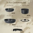 thumbnail image 2 of GiPP 5Pcs Ceramic Pots and Pans Set Nonstick Cookware Sets Removable Handle Kitchen,Oven Safe, Induction Ready, 2 of 9