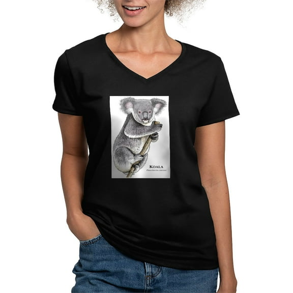CafePress - Koala Women's V Neck Dark T Shirt - Women's V-Neck Dark T-Shirt