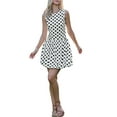thumbnail image 2 of INSPIRE CHIC Polka Dot Dress for Women's Summer Sleeveless Crew Neck Mini Dress Trendy M White, 2 of 6
