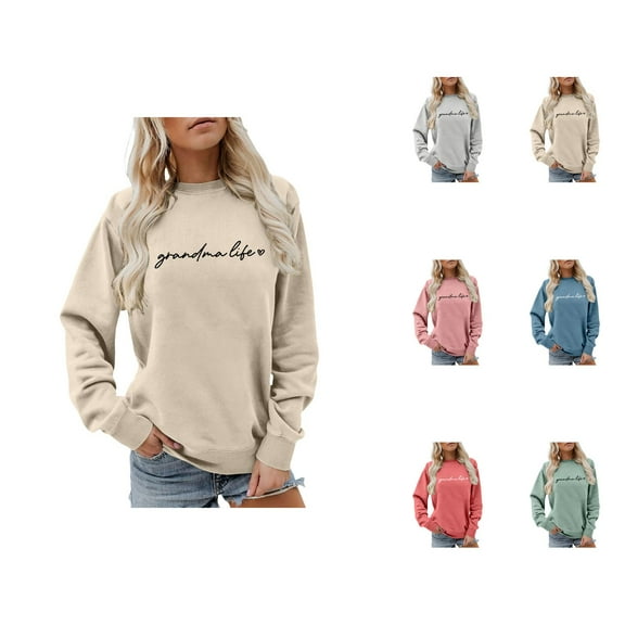 Grandma Life Sweatshirts for Women 2025 Long Sleeve Crewneck Grandma Sweatshirt Pullover Tops Fall Winter Outfits