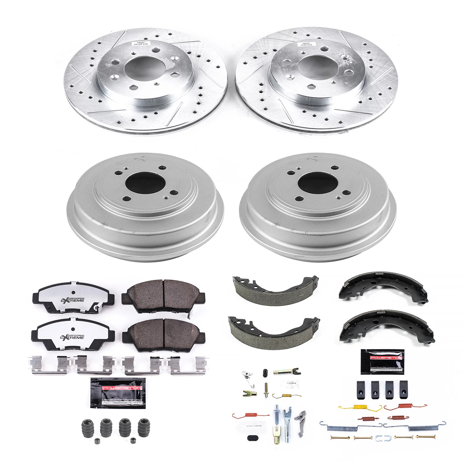 PowerStop Front and Rear Z26 Street Warrior Brake Pad Rotor Drum and Shoe Kit Fits: HONDA Select Models K15245DK-26