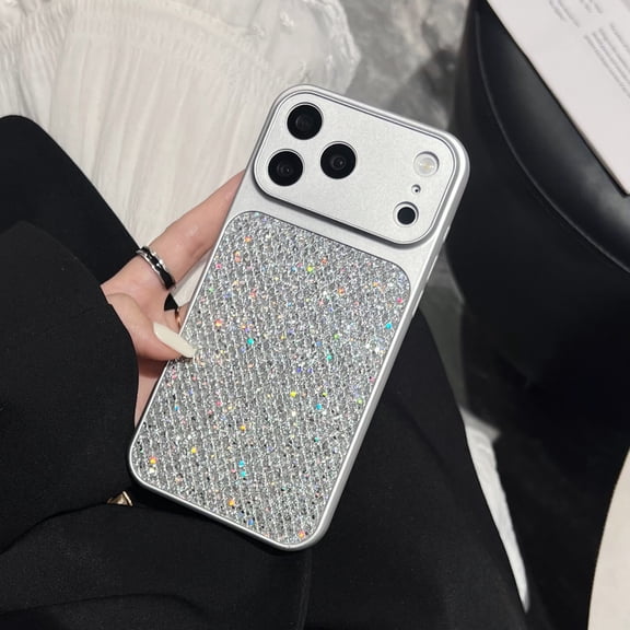 Protective Glitter Case for iPhone 17 Pro Max, Slim TPU Shockproof Phone Cover, Elegant Anti-Scratch Protective Case for Women Girls, Lightweight Design with Wireless Charging, Silver