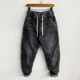 thumbnail image 2 of Pantalones vaqueros para hombre, pantalones negros elásticos, ropa de trabajo, pantalones vaqueros para hombre, harén con bolsillos, elásticos, talla grande, novedad en ropa técnica, vintage, holgados, 2 of 4