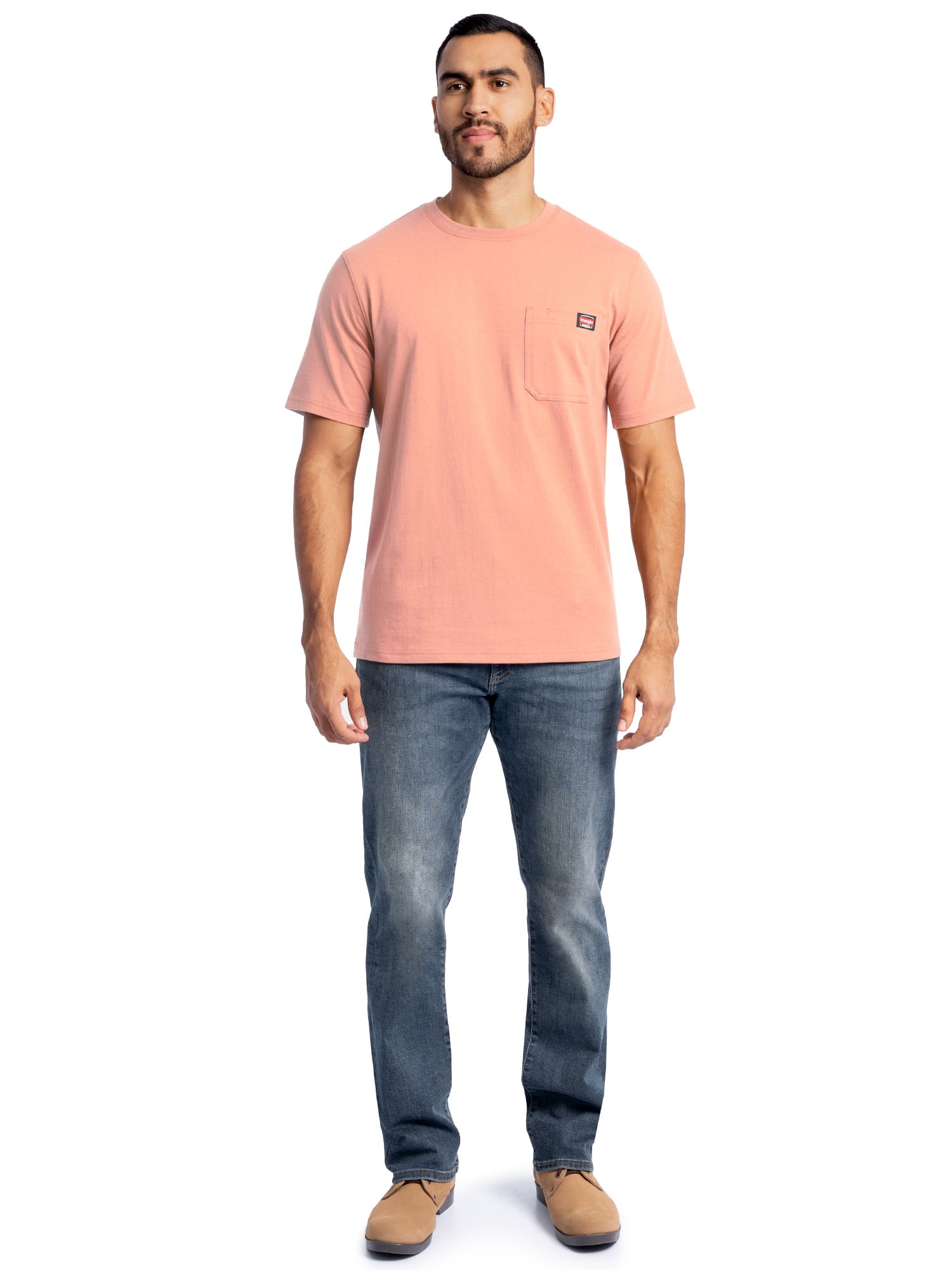 Wrangler Workwear Men's Short Sleeve Heavyweight Pocket Crew Work Shirt, size S-2XLT