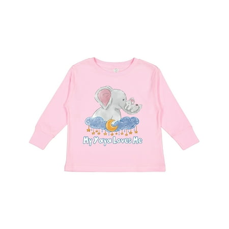 

Inktastic My Yaya Loves Me Cute Elephants Clouds Moon and Stars Boys or Girls Long Sleeve Toddler T-Shirt