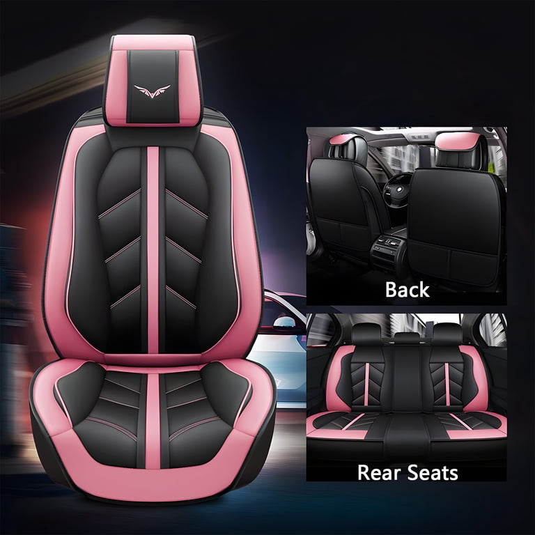 Otoez Pink PU Leather Full Seat Cover Set, 5-Piece photo 6