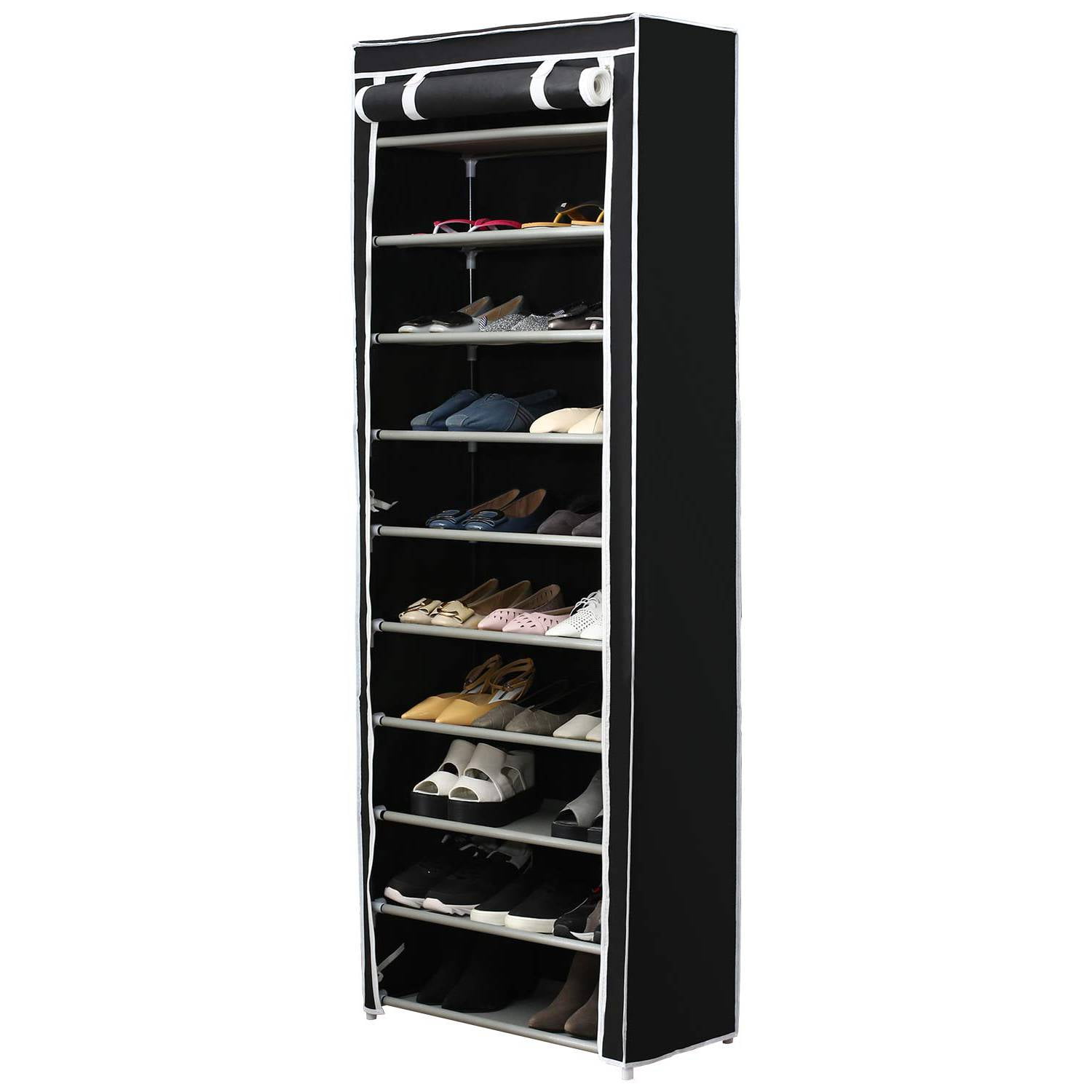 Tiered Matte Black Metal Pipe Freestanding Expanding Shoe Rack, Custom –  MyGift