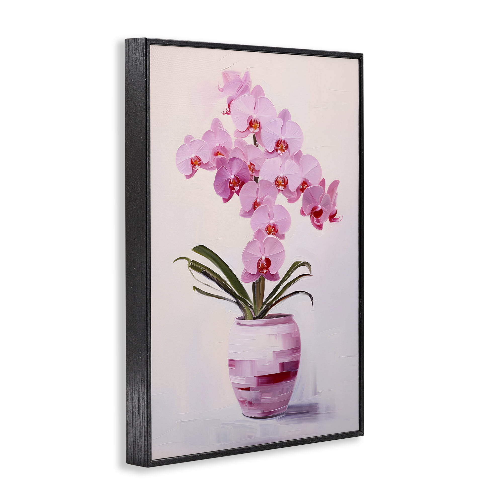 Stupell Industries Rosy Pink Orchid Botanical & Floral Painting Black Framed Art Print Wall Art, 20 x 30