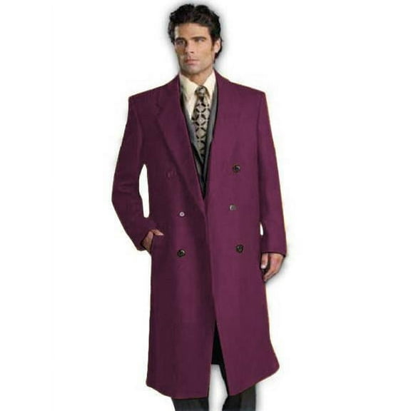 DBCoat Men's Wool Long Designer Men's Wool Men's Peacoat Sale Double Breasted Overcoat Style Full Length Burgundy