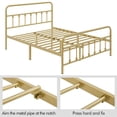 thumbnail image 4 of Topeakmart Metal Platform Bed with High Headboard and Footboard, Antique Gold, Full, 4 of 8