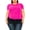 Fuchsia, variant on Women's Plus Size Short Sleeve Top with Puff Sleeves Lace Accent Round Neck