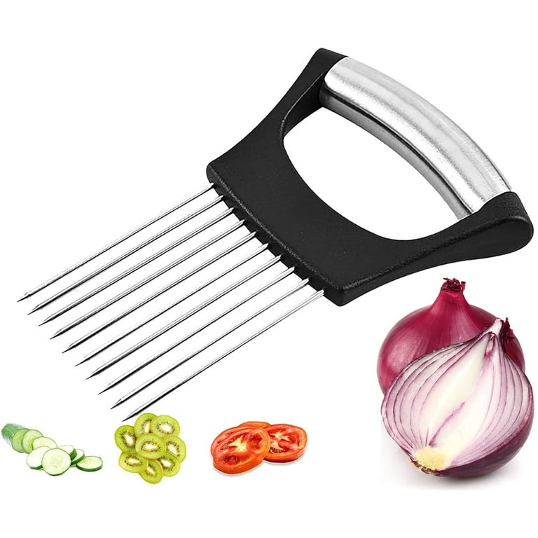 Onion Slicer Food Slice Assistant-Stainless Steel Onion Holder for Slicing  - Vegetable Potato Cutter Slicer, Onion Cutting Tool, Kitchen Gadget Onion