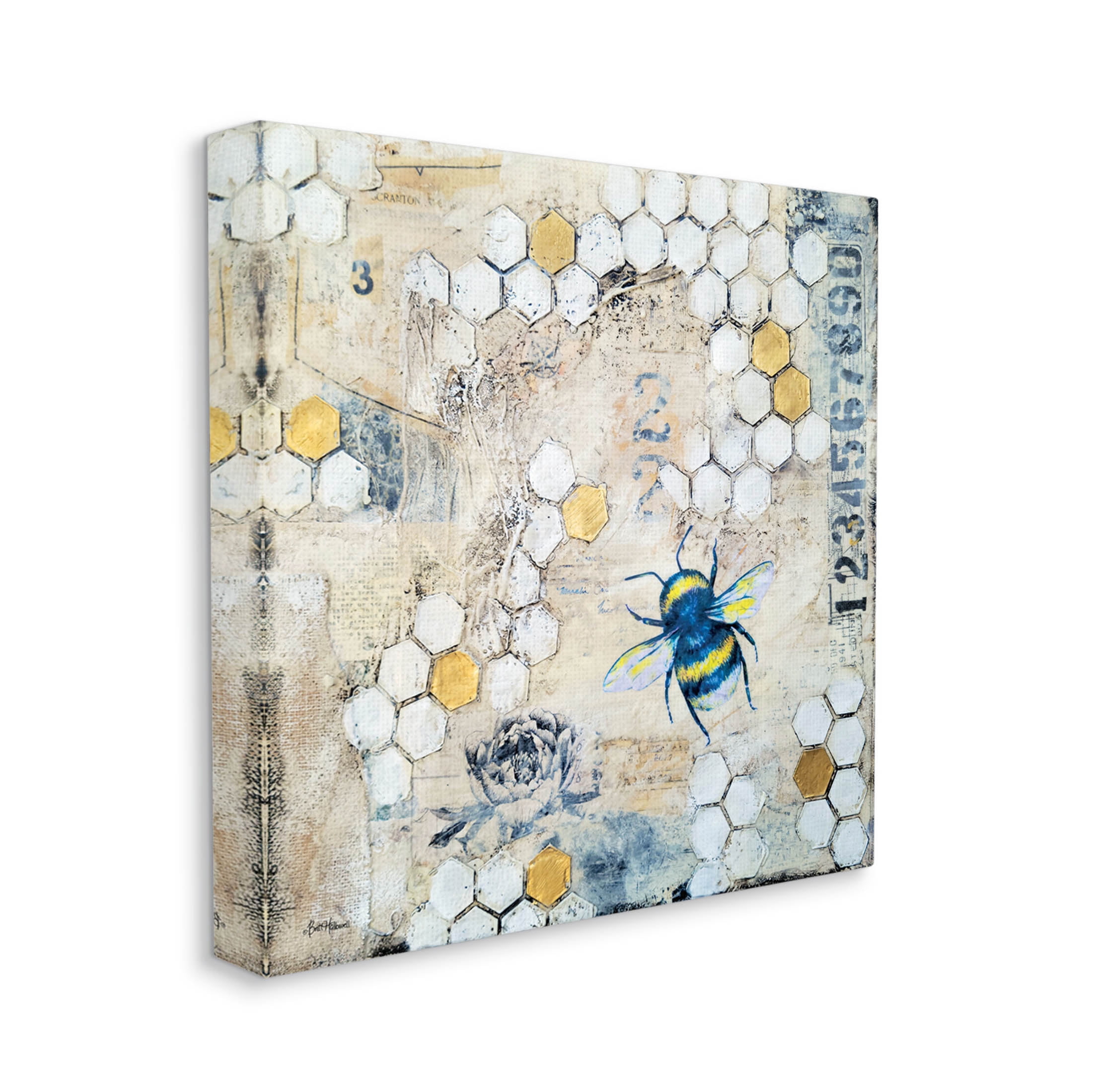 Stupell Industries Urban Beehive Pattern Bug Collage Graphic Art Gallery Wrapped Canvas Print Wall Art, Design by Britt Hallowell