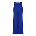thumbnail image 7 of Staron Women's Casual High Waisted Flare Leggings Hollow Out Belted Wide Leg Pants, Blue XL, 7 of 7