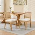 thumbnail image 2 of Farmhouse Rattan Dining Chairs Set of 4, Mid Century Modern Kitchen & Dining Room Chairs, Cane Upholstered Kitchen Side Chair with Natural Hardwood Frame, Beige, 2 of 11