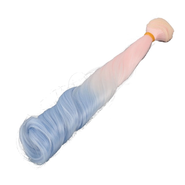 30cm Pink Blue Gradient Long Hair Doll Wig Soft Silk Material, Support Styling and Restyling, Head Skin Showing Treatment